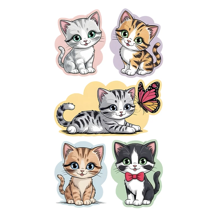 استیکر پارچه و لباس پاد آفرین مدل کارتونی طرح گربه کیوت فانتزی کد S3884