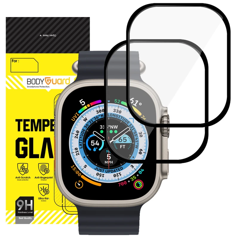 محافظ صفحه نمایش بادیگارد مدل PMMA مناسب برای اپل واچ سری Ultra 49 mm بسته 2 عددی