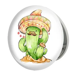 آینه جیبی خندالو طرح کاکتوس مدل تاشو کد 5285 