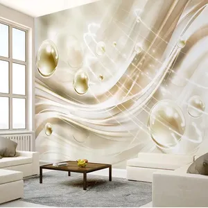 پوستر دیواری سه بعدی مدل گوی طلایی زمینه موج دار DVRF2214