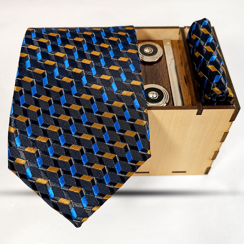 ست کراوات و دستمال جیب و دکمه سردست و گیره کراوات مردانه مدل 522