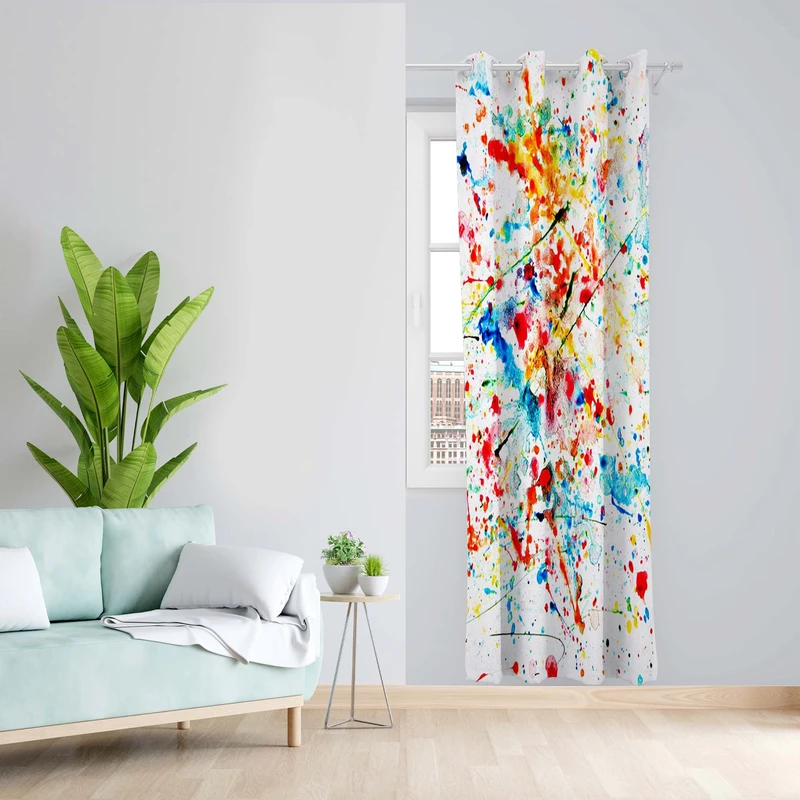 پرده طرح آبرنگی مدل مخمل پانچی کد 4997 z سایز 140x200 سانتی متر