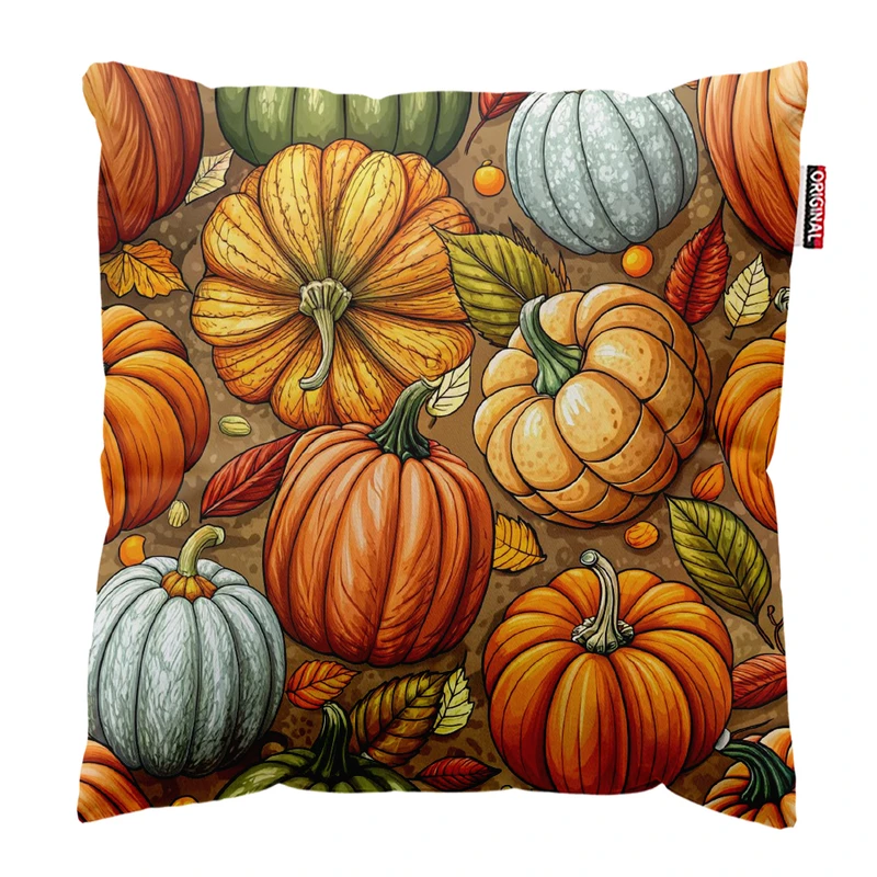 کوسن پاد آفرین مدل پاییز طرح کدوتنبل کد PK301789 سایز 30*30 سانتی متر