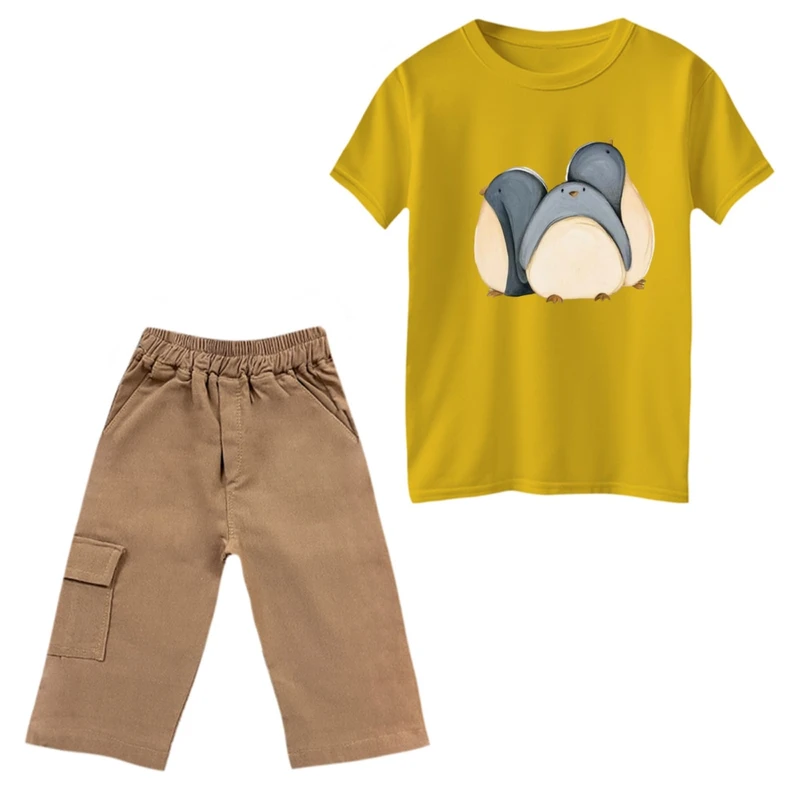 ست تی‌شرت و شلوارک پسرانه مدل پنگوئن ها