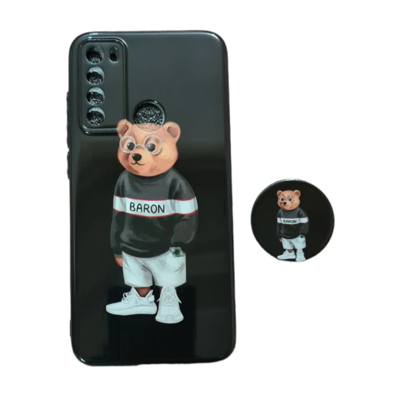 کاور طرح خرس کد 849 مناسب برای گوشی موبایل شیائومی Redmi Note 8 به همراه پاپ سوکت