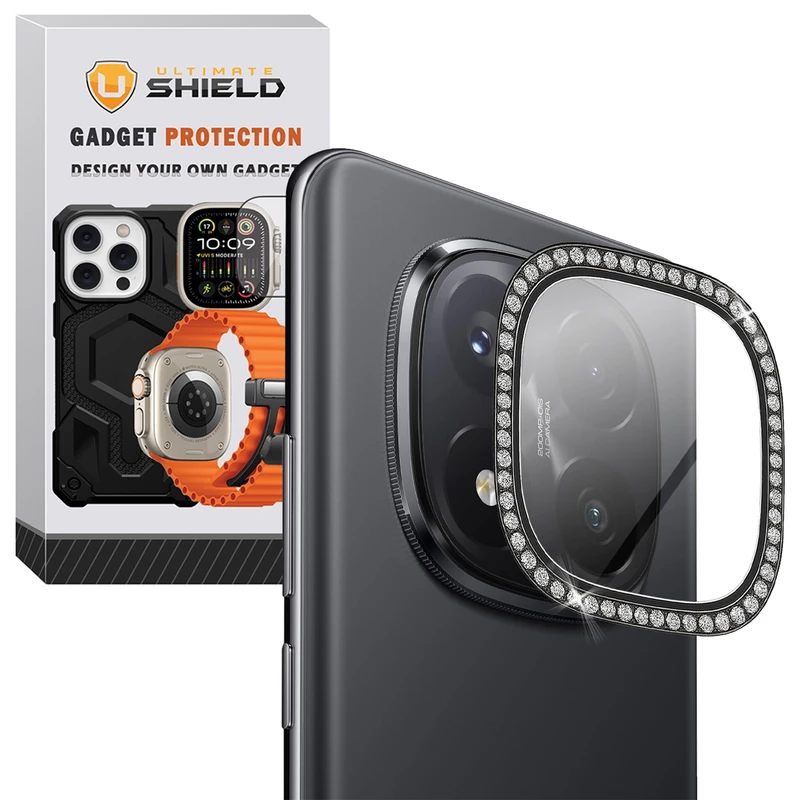 محافظ لنز دوربین آلتیمیت شیلد مدل Plate Ring Diamond مناسب برای گوشی موبایل شیائومی Redmi Note 14 Pro plus