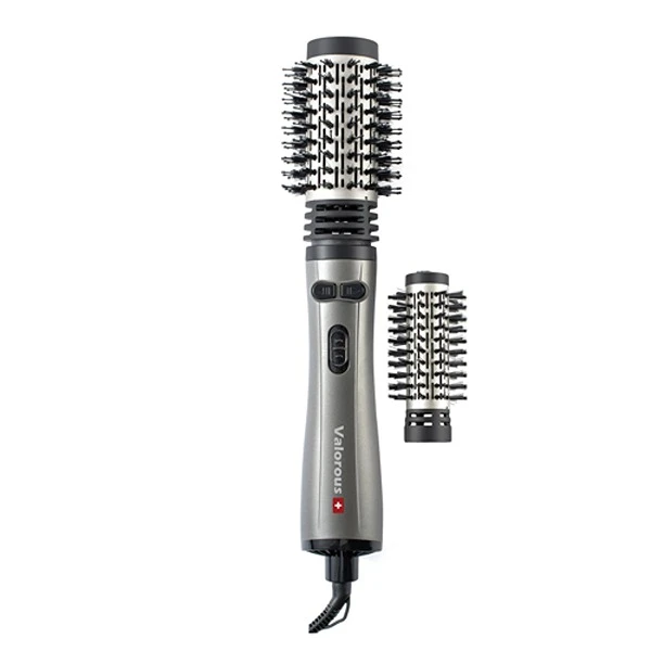 سشوار برس‌دار چرخشی حرفه‌ای والوروس مدل VL-507، موتور AC با توان مصرفی 1200 وات، دارای قابلیت تعویض سری، طراحی ارگونومیک، دارای سری قابل تعویض، با حالت صاف‌کننده، حجم‌دهنده و فرکننده، تنظیم حرارت 2 حالته و کنترل سرعت 2 حالته، به همراه 2 سری برس‌دار