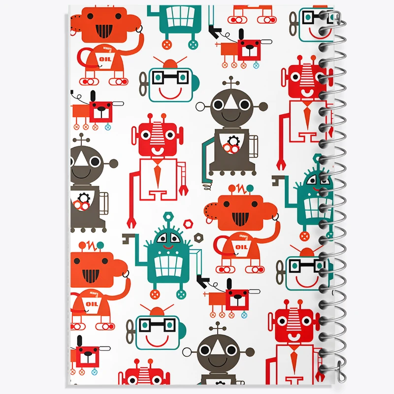 دفتر نقاشی 50 برگ خندالو طرح پترن ربات های بامزه کد N5234