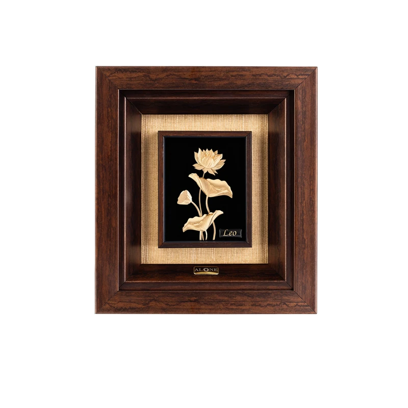 تابلو ورق طلا الون مدل گل نیلوفر آبی