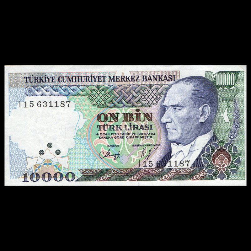 اسکناس تزئینی طرح کشور ترکیه مدل 10.000 لیر UNC
