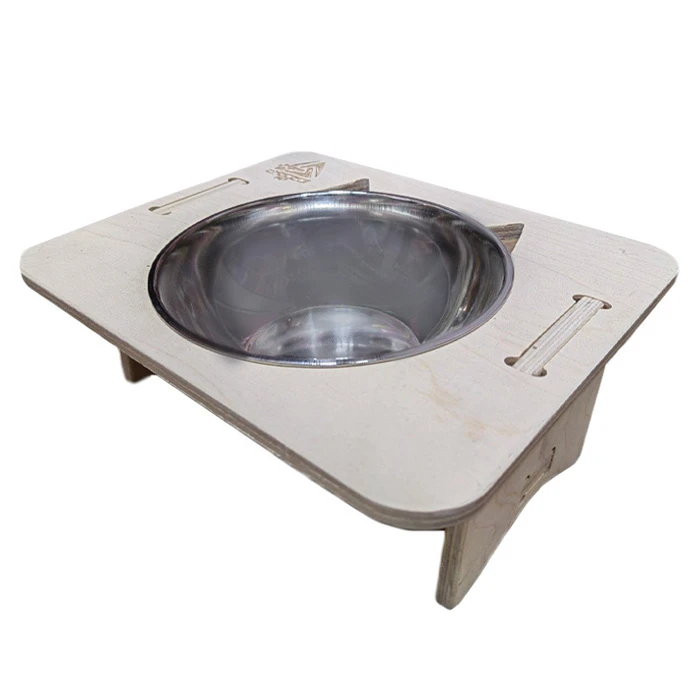 ظرف آب و غذا سگ و گربه مدل پایه چوبی 