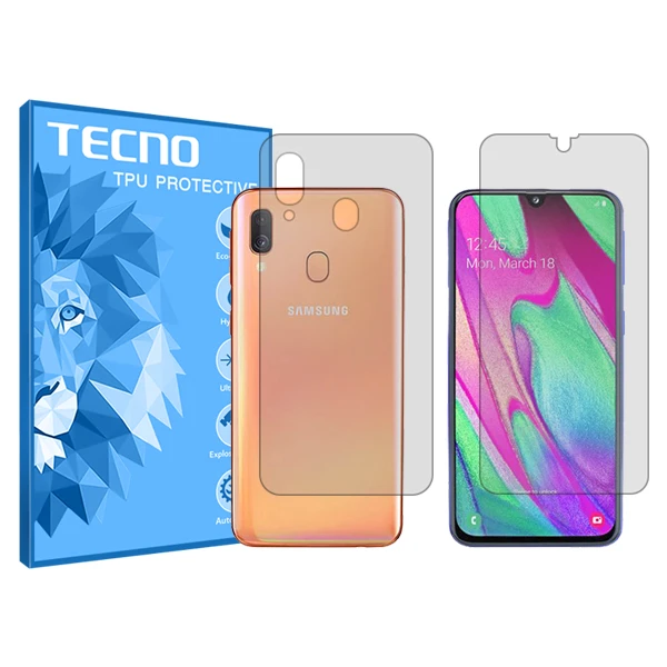 محافظ صفحه نمایش شفاف تکنو مدل HyGEL مناسب برای گوشی موبایل سامسونگ Galaxy A40 به همراه محافظ پشت گوشی 