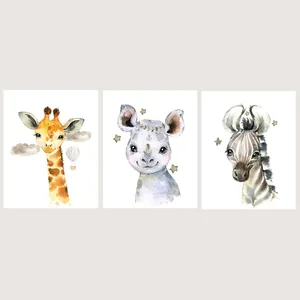پوستر الفاپ مدل  Water color Animals کد 113_03 بسته 3 عددی