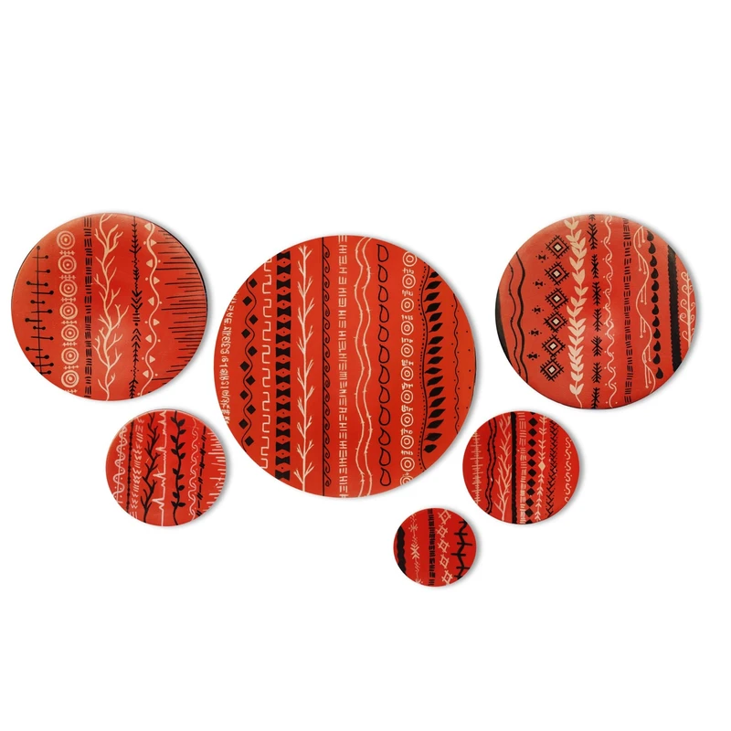 بشقاب دیوارکوب سفالی مدل 501 مجموعه 6 عددی