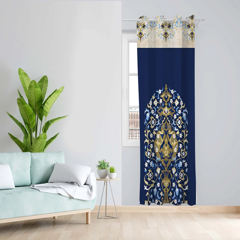 پرده طرح سنتی مدل مخمل پانچی کد 5348 z سایز 140x200 سانتی متر