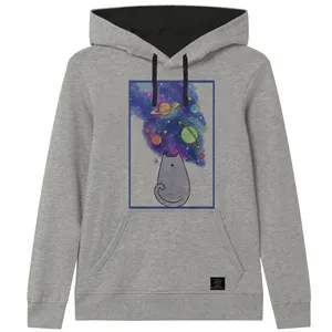 هودی دخترانه 27 مدل گربه و سیاره کد V42 رنگ طوسی