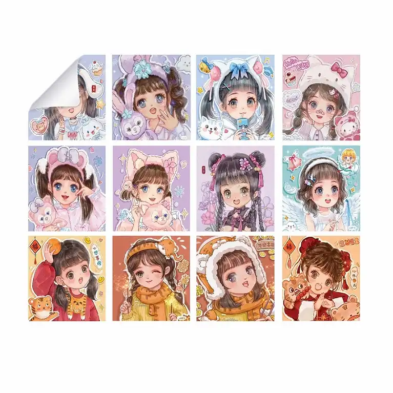 برچسب مدل انیمه های کیوت مجموعه 12 عددی