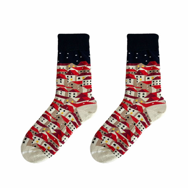 جوراب ساق بلند زنانه ال سون مدل پله های برفی کد PH925