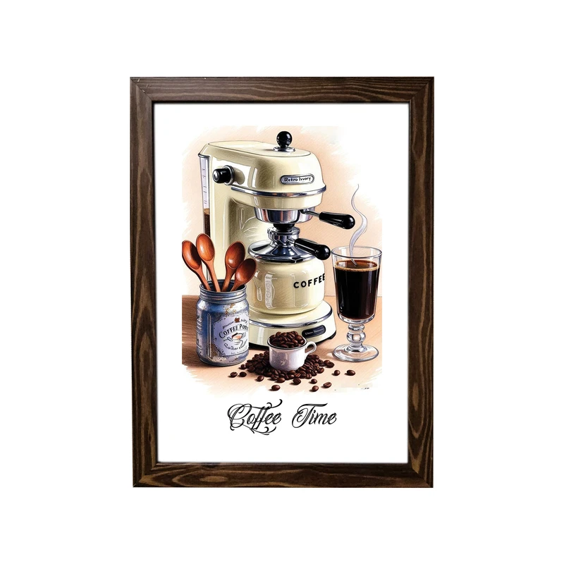 تابلو آرینوس طرح کافی تایم کد 14 فریم قهوه ای