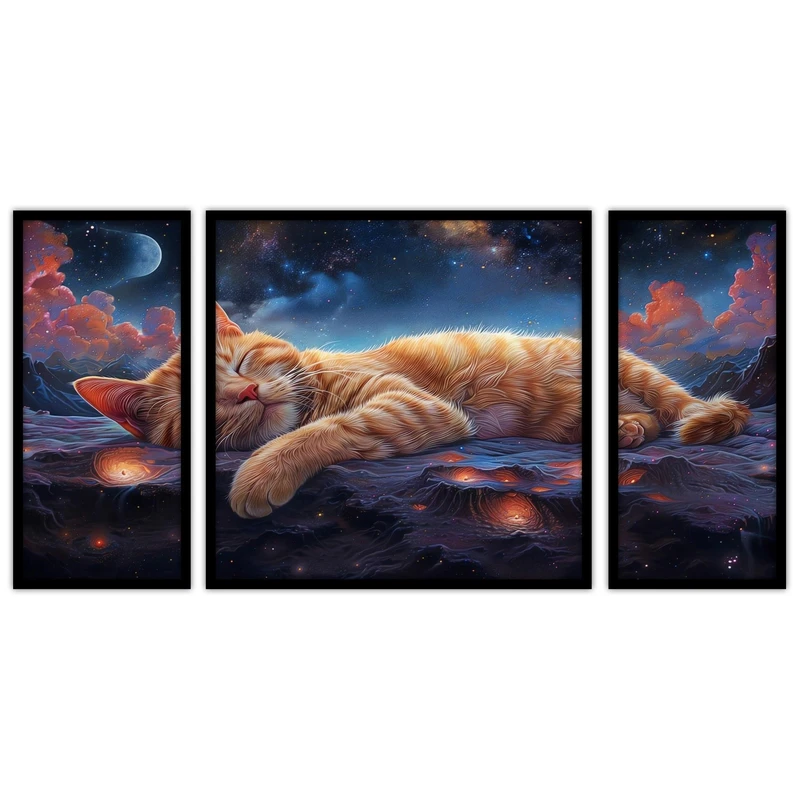 تابلو بکلیت طرح  دکوراتیو حیوانات گربه  مدل B-bu3197 مجموعه 3 عددی