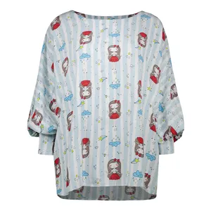 بلوز آستین سه ربع یقه گرد زنانه مدل کلوش عروسکی