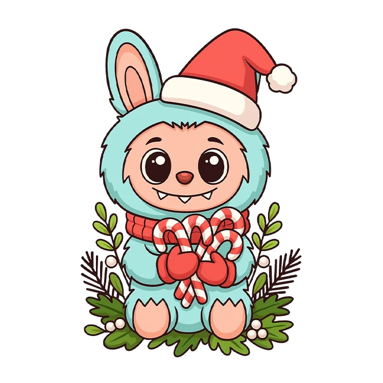 استیکر پارچه و لباس پاد آفرین مدل کریسمس طرح لبوبو کد S3257