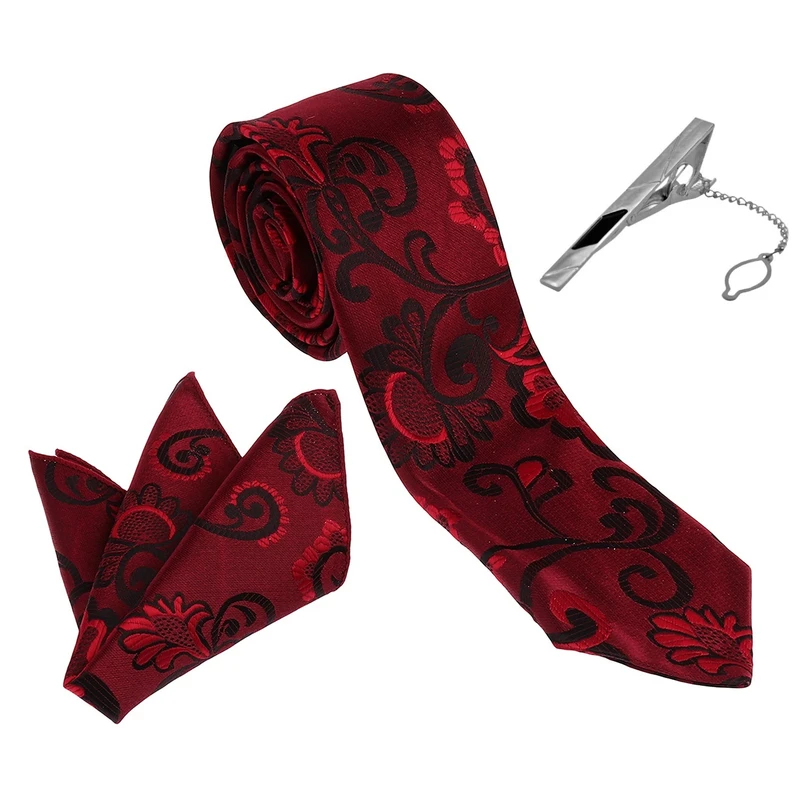 ست کراوات و دستمال جیب و گیره کراوات مردانه مدل NEW کد 8