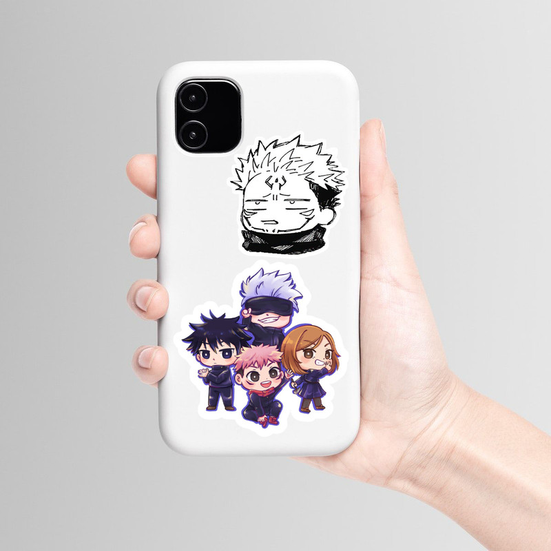 استیکر لپ تاپ و موبایل گوفی طرح انیمه جوجوتسو مدل JJK Cute1 مجموعه 4 عددی