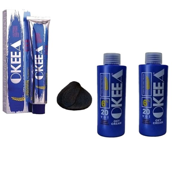 رنگ مو اکیا سری طبیعی شماره 1 حجم 200 میلی لیتر  رنگ مشکی به همراه اکسیدان مدل 20V شش درصدی حجم 150 میلی لیتر مجموعه 2 عددی رنگ مو اکیا سری طبیعی شماره 1 حجم 200 میلی لیتر  رنگ مشکی به همراه اکسیدان مدل 20V شش درصدی حجم 150 میلی لیتر مجموعه 2 عددی