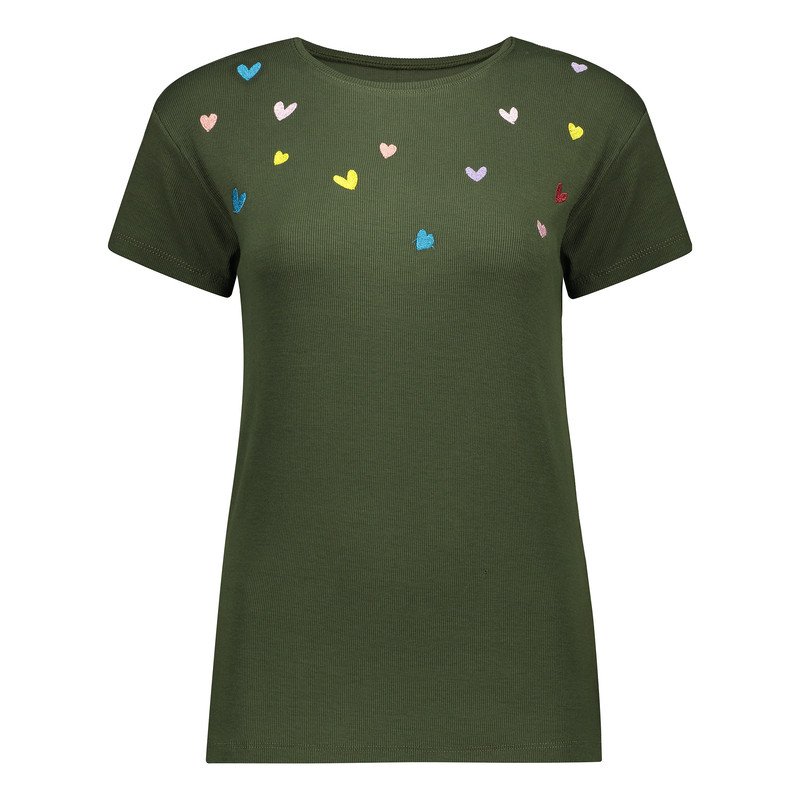 بلوز آستین کوتاه زنانه مدل گلدوزی قلب کد 110307.1