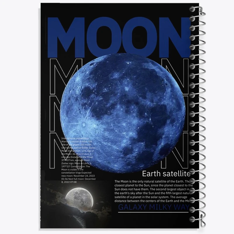 دفتر مشق 50 برگ خندالو طرح ماه (Moon) کد F1676