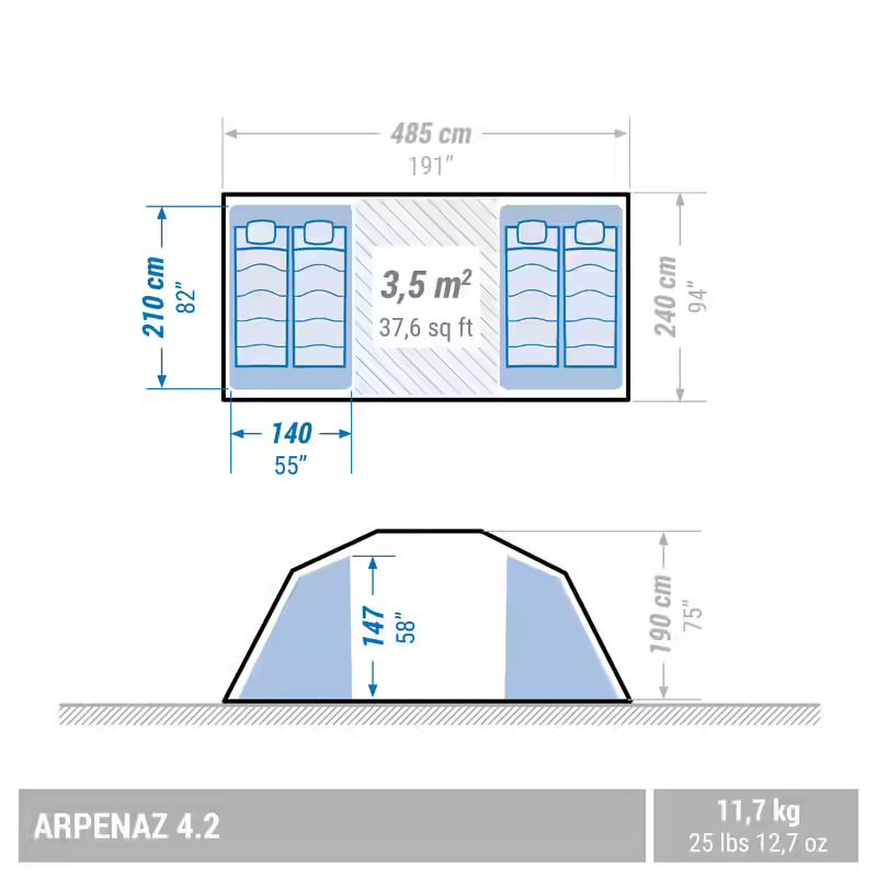 چادر اضطراری کچوا مدل Arpenaz 4.2 -  - 8