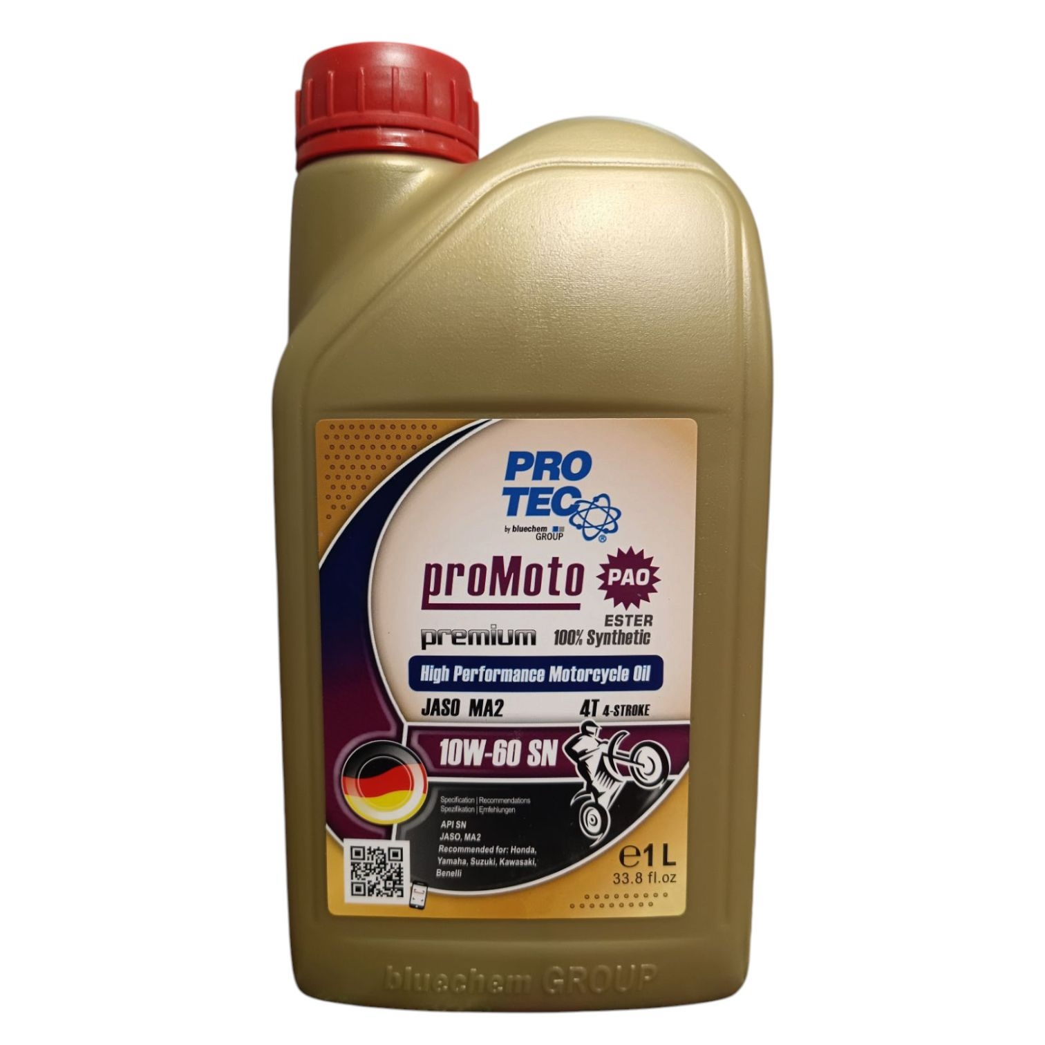 روغن موتور سیکلت تمام سنتتیک پروتک مدل SN 10W-60 حجم 1 لیتر