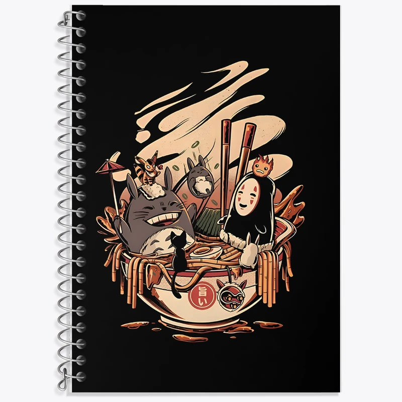 دفتر زبان 50 برگ خندالو مدل سه خط طرح انیمه شهر اشباح و توتورو کد N3436