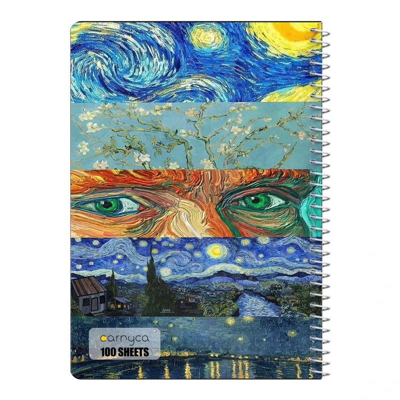 دفتر مشق 100 برگ سیمی کارنیکا طرح شب پرستاره فانتزی ون گوگ Fantasy Starry Night Van Gogh کد 34907