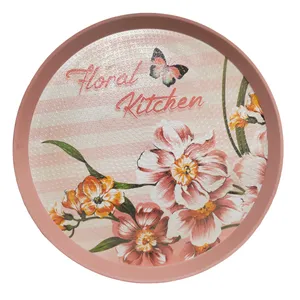 سینی بدون دسته میسا پلاستیک طرح گل کد 4-175 سایز 34×34 سانتی متر