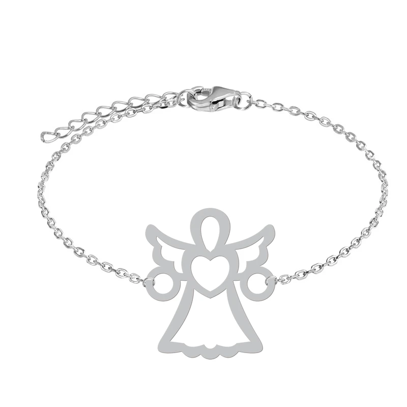 دستبند زنجیری زنانه هایکا طرح فرشته و قلب کد zd.h 339