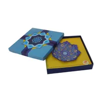 بشقاب مینا کاری‏ گرد‏ ‏ رنگ ‏آبی‏ طرح ‏اسلیمی‏ مدل 1000100015