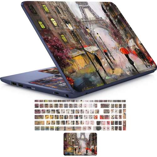   استیکر لپ تاپ راتیانا مدل paris مناسب برای لپ تاپ 15 تا 17 اینچ به همراه برچسب حروف فارسی کیبورد