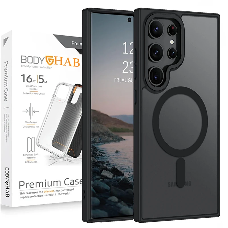 کاور بادی قاب مدل مگ سیف مات طرح Magsafe مناسب برای گوشی موبایل سامسونگ Galaxy S24 Ultra