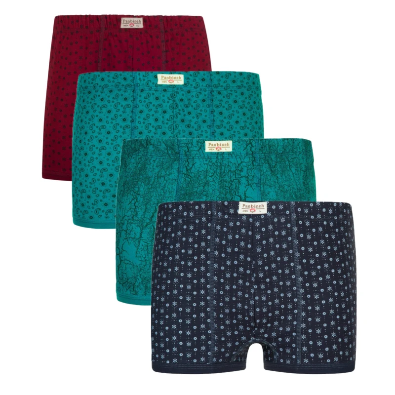 شورت نیم پا مردانه پنبینه مدل نخ پنبه بسته 4 عددی