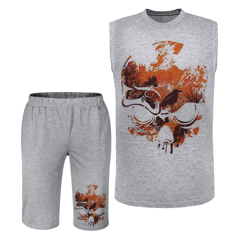 ست تاپ و شلوارک مردانه مدل اسکلت N293