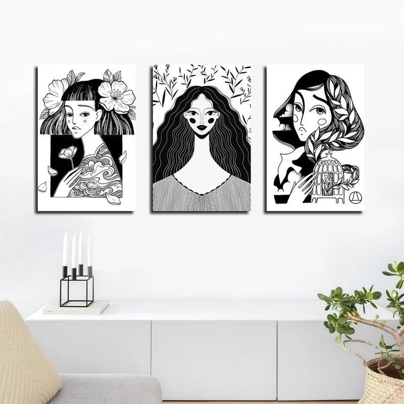 تابلو شاسی بکلیت طرح نقاشی سبک کوبیسم مدل SH-2335 مجموعه 3 عددی