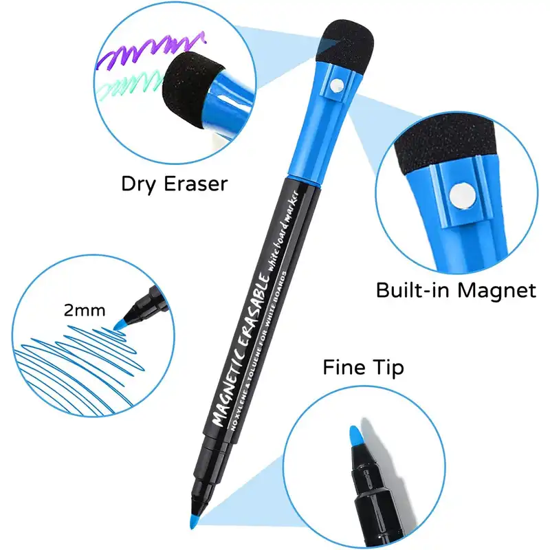 ماژیک وایت برد مدل مغناطیسی پاک کن دار بسته 8 عددی