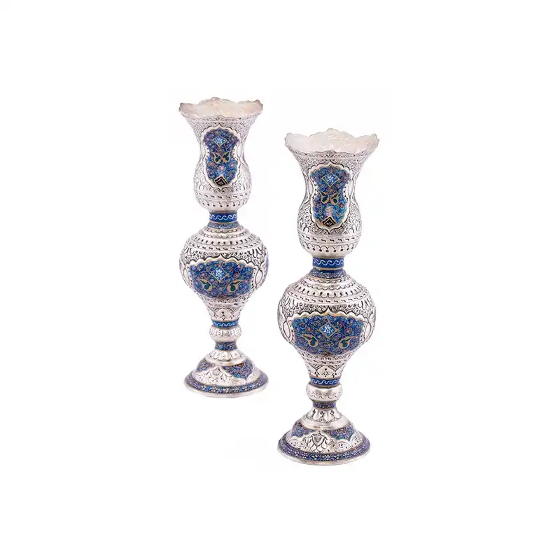 شمعدان قلمزنی طرح مینیاتور کد M060 بسته 2 عددی