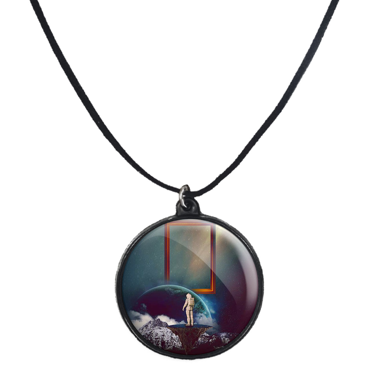 گردنبند پرمانه طرح فضانورد کد pmb.10338 مدل دو طرفه