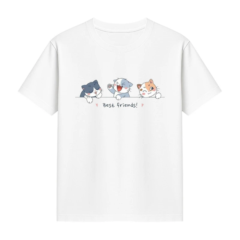 تی‌شرت آستین کوتاه دخترانه مدل گربه کد p10 