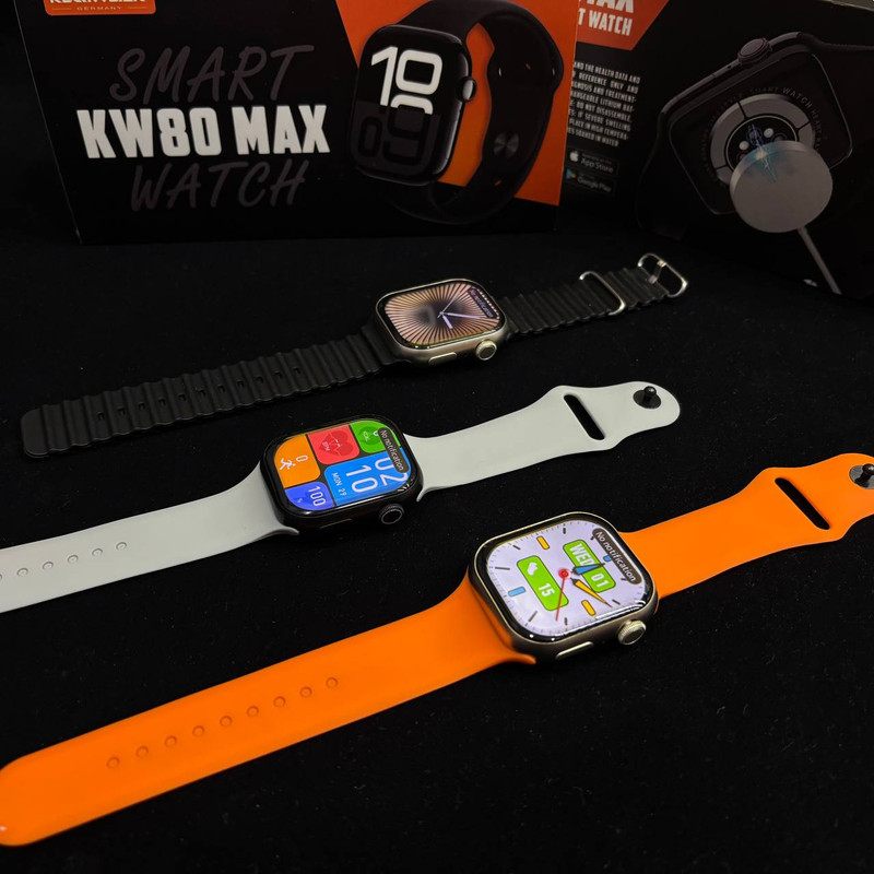 ساعت هوشمند 45 میلی متری مدل KW80 Max با بند سیلیکونی