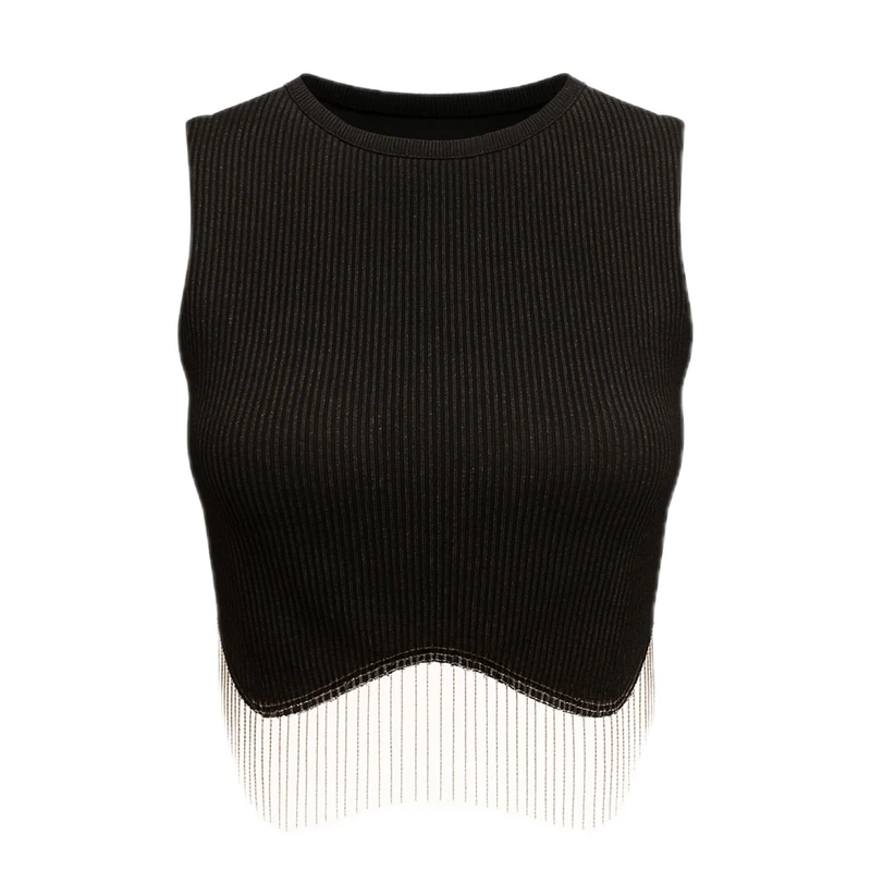 کراپ‌تاپ زنانه مدل لمه پایین زنجیری