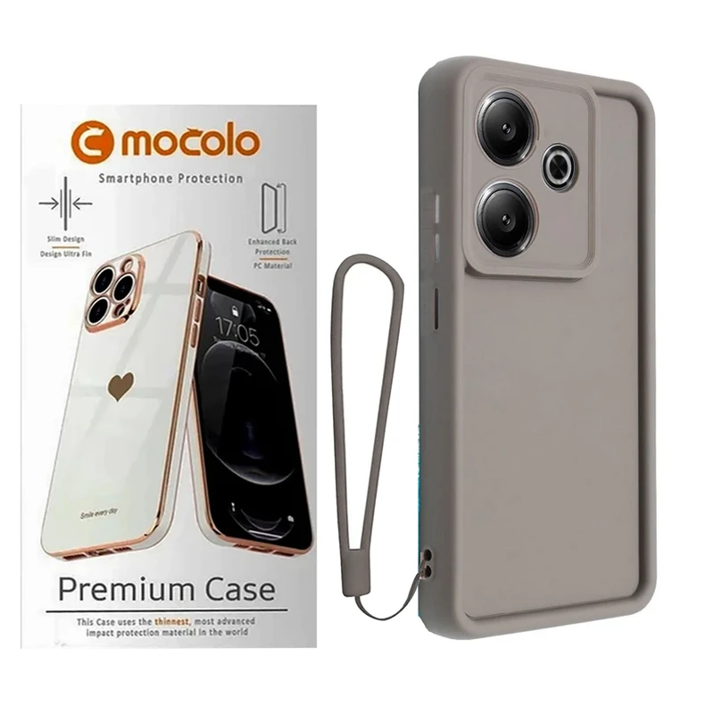کاور موکولو مدل Silicone Puffer Strap مناسب برای گوشی موبایل شیائومی Redmi Note 13R / Poco M6 4G به همراه بند آویز